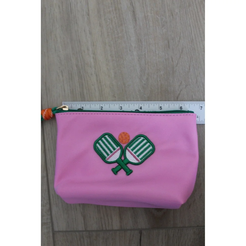 Shiraleah Chicago Pink Nylon Pickleball Embroidered Cosmetic‎ Pouch Small Bag